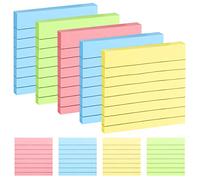 350 Feuilles de Notes Adhésives Lignées 7.6x7.6cm Notes Autocollantes de 4 Couleurs, 70 Feuilles/Bloc, Blocs de Note Adhésives pour Book Etudiants Lecture Bureau