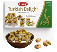 350 g Loukoum Turc Traditionnel à la Pistache - Doux et Aromatique, Texture Moelleuse, Sans Huile de Palme et Sans Sirop de Glucose, Dessert Traditionnel Turc, Confiserie Turque à la Pistache