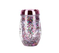 350 ml/10 oz en forme de U coquille d'œuf grand ventre tasse créative double couche paillettes isolation œuf tasse tasse de type C