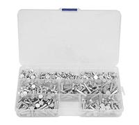 350 pcs/boîte Rivet solide à tête plate, Kit d'assortiment de rivets en aluminium solide à tête plate M4 Longueur 4/6/8/10/12/16/20 mm, Rivet en aluminium M4