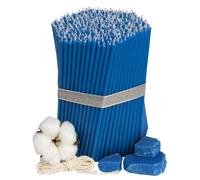 350 pcs Bougies d'église bleues en cire d'abeille № 140 - 1 Kg, longueur 16 cm