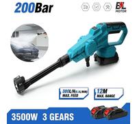 3500W 200Bar Brushless Electric High Pressure Washer Car Wash Water Gun Garden Irrigation Tool for Makita 18V Battery No battery