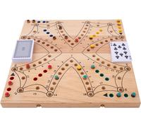 350263 - Jeu De Tock En Bois Xl- 4 Joueurs - Coffret En Bois D'hévéa Pliable- Jeu De Société Traditionnel Canadien - Parcours Avec Cartes 2 À 4 Joueurs - À Partir De 6 Ans[Z1814]