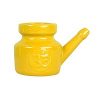 350Ml CéRamique Neti Pot Nez Pot de Nettoyage Pot à Bec Anti-Fuite pour RinçAge Nasal Nez Lavage Femmes,Jaune
