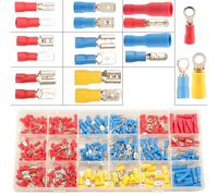 350pcs Cosses électriques à Sertir, 19 Sortes Cosse Electrique Automobile Cosses Voiture, Cosse Male Femelle Assortiment Cosse Electrique Plate 2.8mm 4.8mm 6.3mm, Connecteurs électriques Kit a Sertir