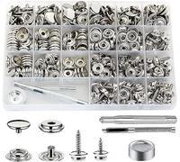 350Pcs Pression Bouton Fixation, BetterJonny Boutons-pression en Acier Inoxydable Kit de Bouton Pression à Visser avec Rivets et Outils Snap Fasteners pour Bateau Toile Sac Cuir (10mm et 15mm)