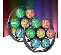 350W LED Par Scénique Linéaire Vintage,7 LEDs COB Doré + 189 LEDs RGB,Projecteur Lumiere DJ Fête Eclairage de Scène DMX512 et Sonore,pour Fête DJ Disco Bars Groupe Concerts Halloween Noël,2PCS