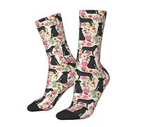 351 Chaussettes Pour Homme Femme Fleur De Labrador Noir Black Lab Chaussettes Mi-Mollet Confortables Chaussettes De Bureau Classiques Chaussettes Pour Cyclisme, Pour Course À Pied, Cyclisme, 40Cm