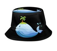 351 Femme Homme Chapeau Bob Grosse Baleine avec Une Île sur La Tête Chapeau De Soleil Protection De Soleil Chapeau De Soleil Bob Doux Chapeaux De Visière pour Camping Randonnée L'Extérieur