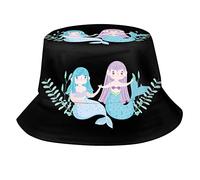 351 Femme Homme Chapeau Bob Mignonne Petite Sirène Tenant Main Feuilles Décoration Dessin Animé Magique Chapeau De Soleil Mode Chapeau Pêcheur D'Été Anti-UV Chapeau De Seau pour Eté Randonnée Plage