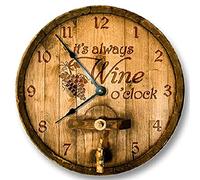 351 Ronde Horloge C'est Toujours L'Heure du Vin - Motif De Raisin Horloge Murale Silencieuse Cuisine Horloge Vintage Pendule Murale pour Chambre École Hôtel