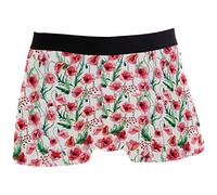 351 sous-Vêtement Coquelicots Rouges Fleur Feuilles Vertes Caleçons Boxer Homme Nouveauté Lingerie Colorée Briefs pour Valentin, Homme, Cadeau XL