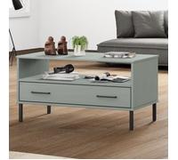 351034 vidaXL Table basse avec pieds en métal Gris 85x50x45 cm Bois OSLO