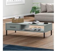 351037 vidaXL Table basse avec pieds en métal Gris Bois pin massif OSLO