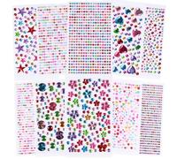 3514 Strass Autocollants, 10 Feuilles Strass Colorés pour le Visage, Strass pour le Bricolage de Différentes Formes, Autocollants Strass pour les Activités Manuelles des Enfants, Décoration de Cadres