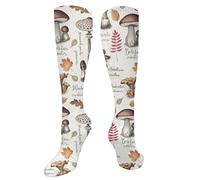 352 Unisexe Chaussettes Champignons Botaniques Chaussettes Imprimées Respirantes Chaussettes De Randonnée Cozy Pour Marche, Trekking 40Cm