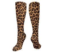352 Unisexe Chaussettes Imprimé Léopard Chaussettes De Randonnée Antidérapantes Sport Chaussettes Cozy Pour D'Intérieur, Femme 40Cm