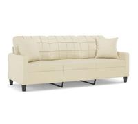 353122& Canapé 3 places - avec oreillers crème 180 cm similicuir - L198 x P77 x H80 cm