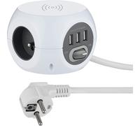 35441 Mini Cube avec 4 Ports USB 3.4A (2 type A + 2 type C), Bloc 3 Prises avec Interrupteur, Rallonge Multiprise 3M