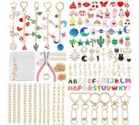 355 Pièces Kit de Bricolage Diy pour Porte-Clés, Lot Artisanal Complet Avec Pince, Anneaux Sauteurs, Chaînes et Sachets Cadeaux, Matériel de Création pour Pendentifs de Sac, Cadeaux Personnalisés