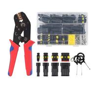356 Pièces 26 Kit Connecteur Électrique Automobile Étanche Avec Sertisseuse De Fil À Cliquet, 1/2/3/4/pin Sertissage PréCis(356pcs)