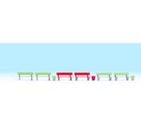 35848 NOCH N Ensemble De 6 Bancs Et 2 Poubelles Échelle N