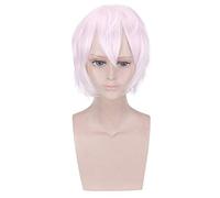 35Cm longueur rose blanc et rouge profond Cosplay perruque jeu arcane perruque court Cosplay pour homme et femmes perruque synthétique Cosplay perruque tête PL-598-1