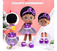 35cm Plush Baby Doll African American Doll Kawaii Deep Skin Tone Ragdoll en peluche pour les filles Kids Cute Plush Toy Dolls Gift