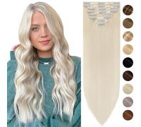 35cm Rajout Cheveux Invisible Extension A Clip Cheveux Naturel - #60 Blond Platine - 8pcs Epaisseur Fine Lisse Clip In Hair Extension