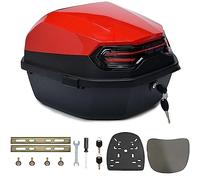 35L Coffre de Moto Universel Top Case éTanche Casques de Coffres et Bagages pour Quad ABS Queue Boîte avec Dossier,Verrouillable Motos Top Box pour Scooter/Motorcycle,Red a,16 * 16 * 11in