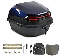 35L Coffre de Moto Universel Top Case éTanche Casques de Coffres et Bagages pour Quad ABS Queue Boîte avec Dossier,Verrouillable Motos Top Box pour Scooter/Motorcycle,Bleu,16 * 16 * 11in