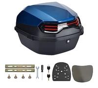35L Coffre de Moto Universel Top Case éTanche Casques de Coffres et Bagages pour Quad ABS Queue Boîte avec Dossier,Verrouillable Motos Top Box pour Scooter/Motorcycle,Blue b,16 * 16 * 11in