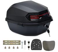 35L Coffre de Moto Universel Top Case éTanche Casques de Coffres et Bagages pour Quad ABS Queue Boîte avec Dossier,Verrouillable Motos Top Box pour Scooter/Motorcycle,Black a,16 * 16 * 11in
