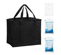35L Grand Sac Isotherme, Sac Isotherme pour Les Courses Pliable, Sac de Livraison, avec 2 Sac de Glace et 1 Bloc Refrigerant pour Déjeuner/Pique Nique