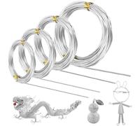 35M de Fil de Bricolage Fin, 0.8mm 1mm 1.5mm 2mm Fil de Bricolage pour l'Artisanat, Modelage Raccords Sculpture, Fil d'Enroulement en Vrac Sur Bobines de Bois, Fil d'Aluminium, la Flexible Pliable