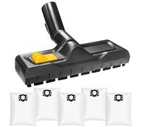 35mm Brosse Aspirateur pour Kärcher WD3, WD4, WD5, WD6, avec 5 Pièces Sacs à Poussière, pour Embout Aspirateur pour Karcher WD6 WD5 WD4 WD6 Accessoires, Brosse Peut Changer de Sol Sec/Humide