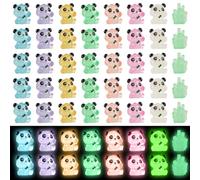 35pcs Mini Panda Lumineux et 5pcs Bambous Lumineux, Mini Panda en Résine Mini Panda Figurine Mini Animaux Résine pour Bricolage Décoration de Gâteau (Style Assis)