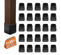 35pcs Protection Pied de Chaise Carré, Patin de Chaise, Protections de Sol en Silicone Transparent pour Sols en Bois Dur et Carrelage, pour Pieds de Chaise avec Patins en Feutre, Grand (17-22 mm)