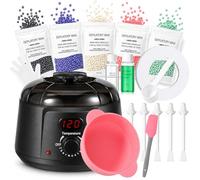 35PCS Scaldacera Kit Cera Brasiliana Ceretta Brasiliana Kit Completo Scalda Cera Temperatura Display Digitale LCD con 500g Cire 20 Spatole 2 Olio per la Cura Prima per Bikini Viso Corpo Uomo Donna