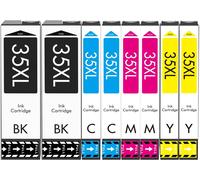 35XL Cartouche Compatible avec Epson 35 XL Multipack (Noir/Cyan/Magenta/Jaune,8er-Pack),pour Workforce Pro WF-4725DWF,WF-4720DWF,WF-4730DTWF,WF-4740DTW