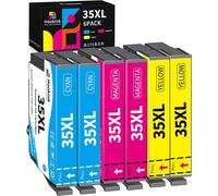35XL Cartouches d'encre Compatible,Cartouches Compatible pour Epson Workforce Pro WF-4740 4730DTWF WF-4725 4720DWF,Multipack of 5 (2 Cyan,2 Magenta,2 Jaune)