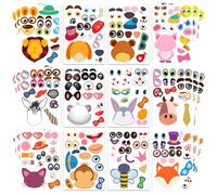 36 Animal Make-a-face Feuilles D’Autocollants, Bricolage Enfants Animaux Autocollants, Visage D'animal Avec Différentes, Expressions Stickers pour Fête D'enfants, Anniversaire, Cotillons