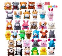 36 Assortiment De Mini Jouets En Peluche (2.5-3""/6.3-7.6 Chaque),Animaux En Peluche En Vrac Pour Les Enfants,Décoration De Porte-Clés De Petits Animaux En Peluche,Cadeaux De Fête De Pâques
