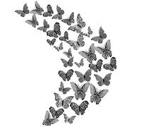 36 autocollants 3D papillon en métal creux, autocollants de décoration de chambre bébé/fille, autocollants muraux bricolage, autocollants muraux amovibles pour fête de mariage (bleu marine)