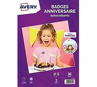 36 badges anniversaire autocollants - Préimprimés