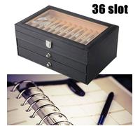 36 Boîte d'affichage de stylo-plume Boîte de rangement Collector Organizer Box à 3 niveaux en cuir noir
