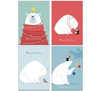 36 cartes de Noël Big Friendly Bear fabriquées à partir de carton recyclé