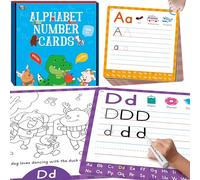36 Cartes d'Exercices d'Écriture, Alphabet et Chiffres, Cartes Flash d'Écriture et d'Effaçage, Cartes à Colorier Double Face, Jouet d'apprentissage Précoce Montessori pour Les Tout-Petits