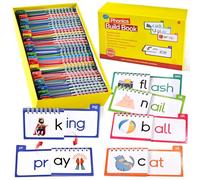 36 cartes flash phoniques double face, livre de construction de famille de mots avec 72 familles de mots, lire et rimer des livres à rabat, cartes flash de mots à vue, jouet éducatif pour l'école