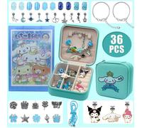 36 Cinnamoroll Bracelet Colliers, Perles pour Bracelets, Boîtes à bijoux, Perle Kits pour Bracelets Colliers,Jouet Cadeau Enfant